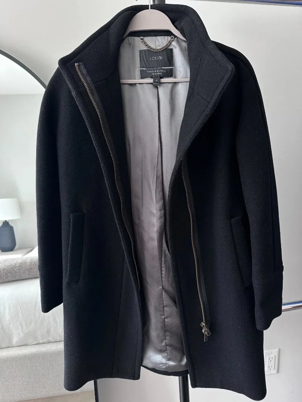 J Crew Stadium Cloth by Nello Gory Black Cocoon Coat in Size 2 - Picture 6 of 11